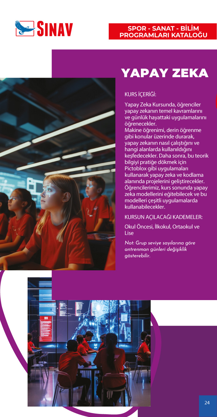 2024 - 2025 Eğitim Öğretim Yılı Spor - Sanat - Bilim Programları Kataloğu
