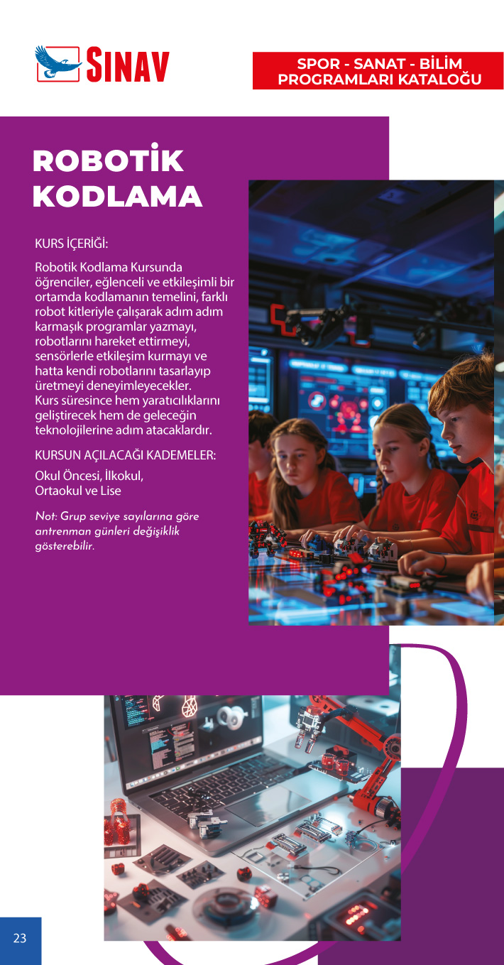 2024 - 2025 Eğitim Öğretim Yılı Spor - Sanat - Bilim Programları Kataloğu
